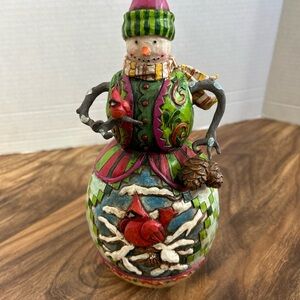 Jim Shore Heartwood Creek “Red On Snowy White” Snowman with Red Cardinals